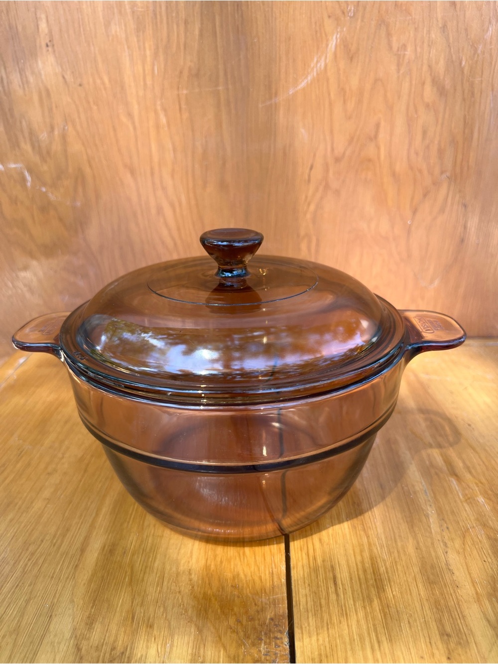 Amber Glass Covered Casserole Dish - Home Kitchen